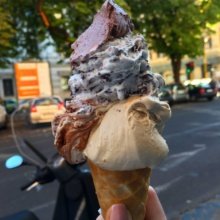 Gluten-free gelato in a cone from Gelateria La Romana